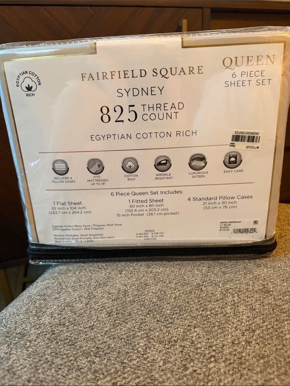 Sydney 825-Thread Count Queen Sheet Set - White